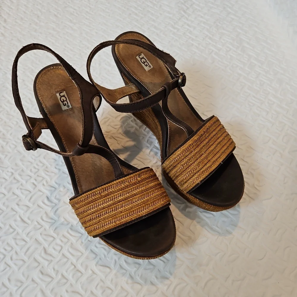 UGG Women's Brown Wedge Sandals - Picture 5 of 5